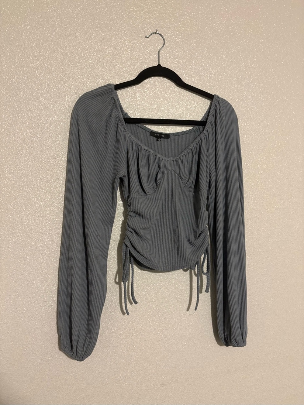 Love Tree Ribbed Ruched crop top long sleeve - Picture 1 of 4